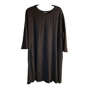 J. Jill Black Ponte Dress Size 3X Knee Length Business Casual 3/4 Sleeves